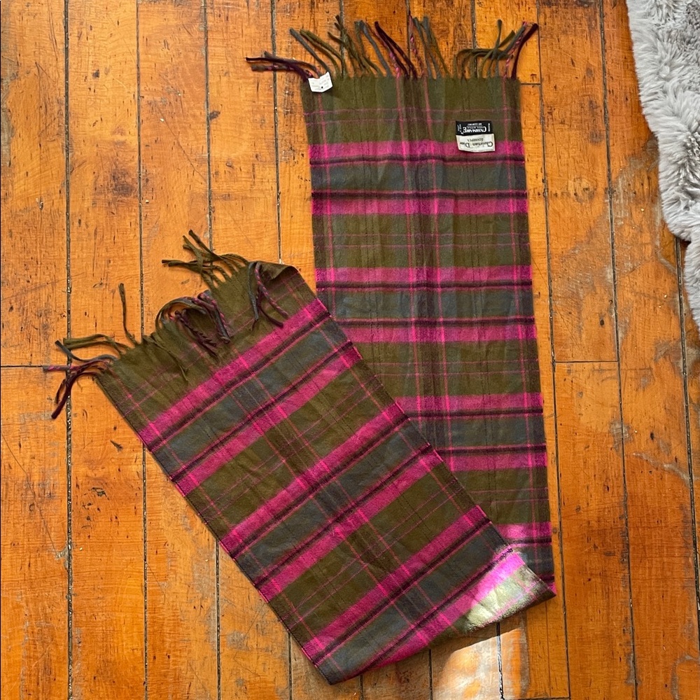 NWT Christian Dior Pink Green Plaid Scarf Acrylic